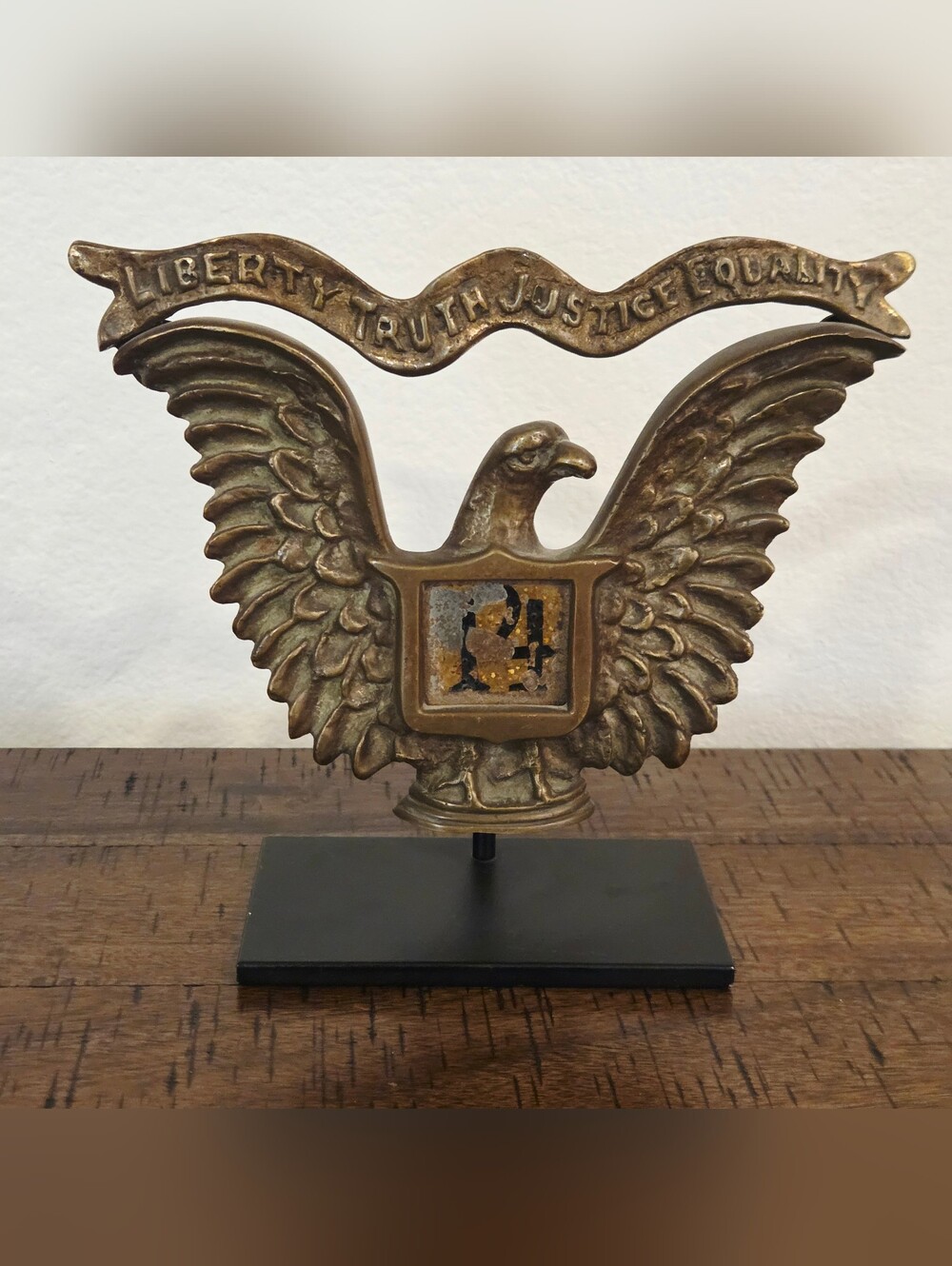 Rare Antique Cast Iron Eagle Shield Patriotic Liberty Truth Justice Equality HTF